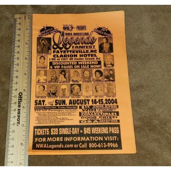 NWA LEGENDS FANFEST 2004 hand flyer fayetteville ole anderson - Picture 5 of 5